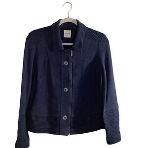 Nic + Zoe Navy Textured Knit Jacket Blazer Women's‎ Medium (Approx.)